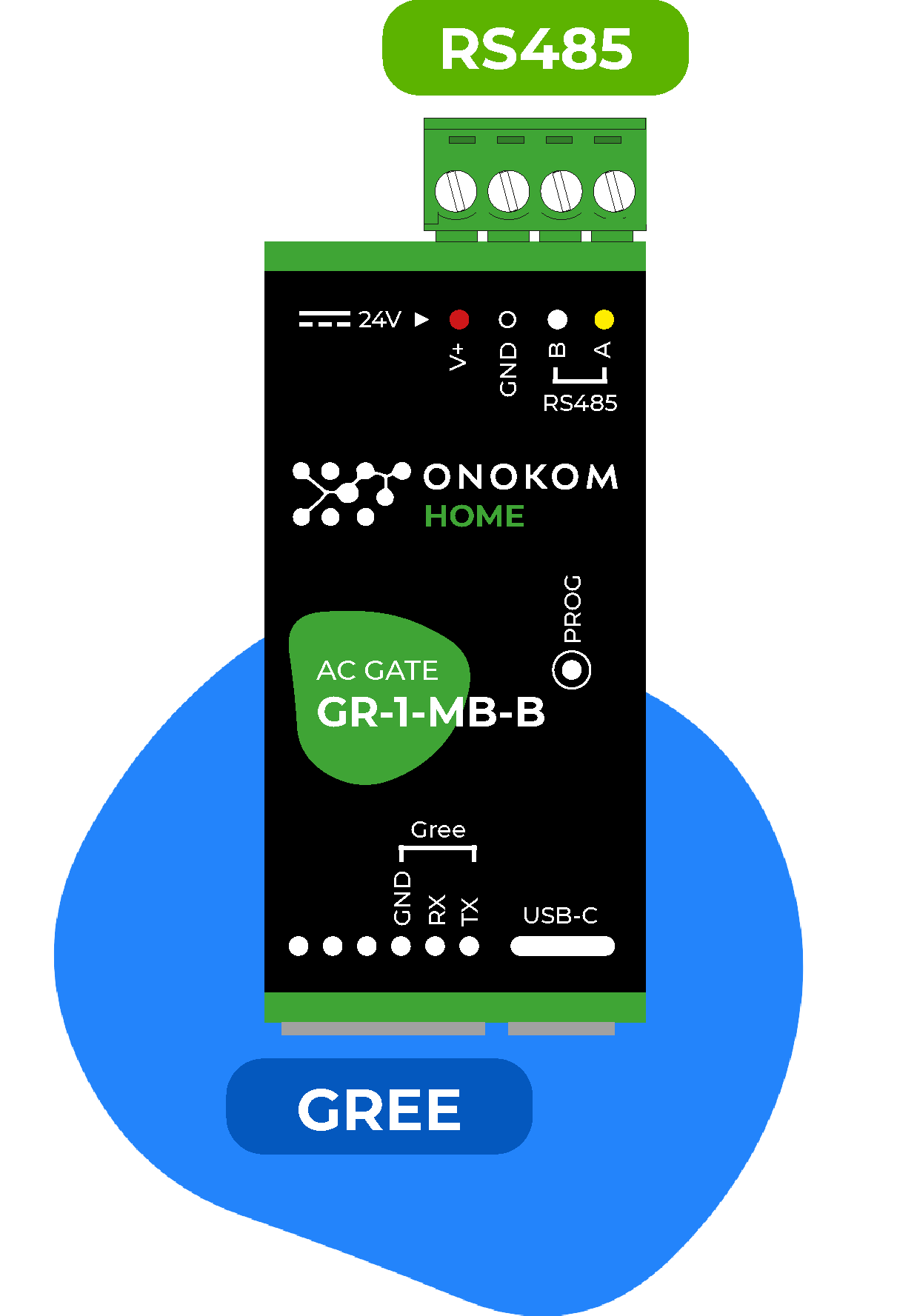 Для управления кондиционерами Gree используется шлюз ONOKOM GR-1-MB-B