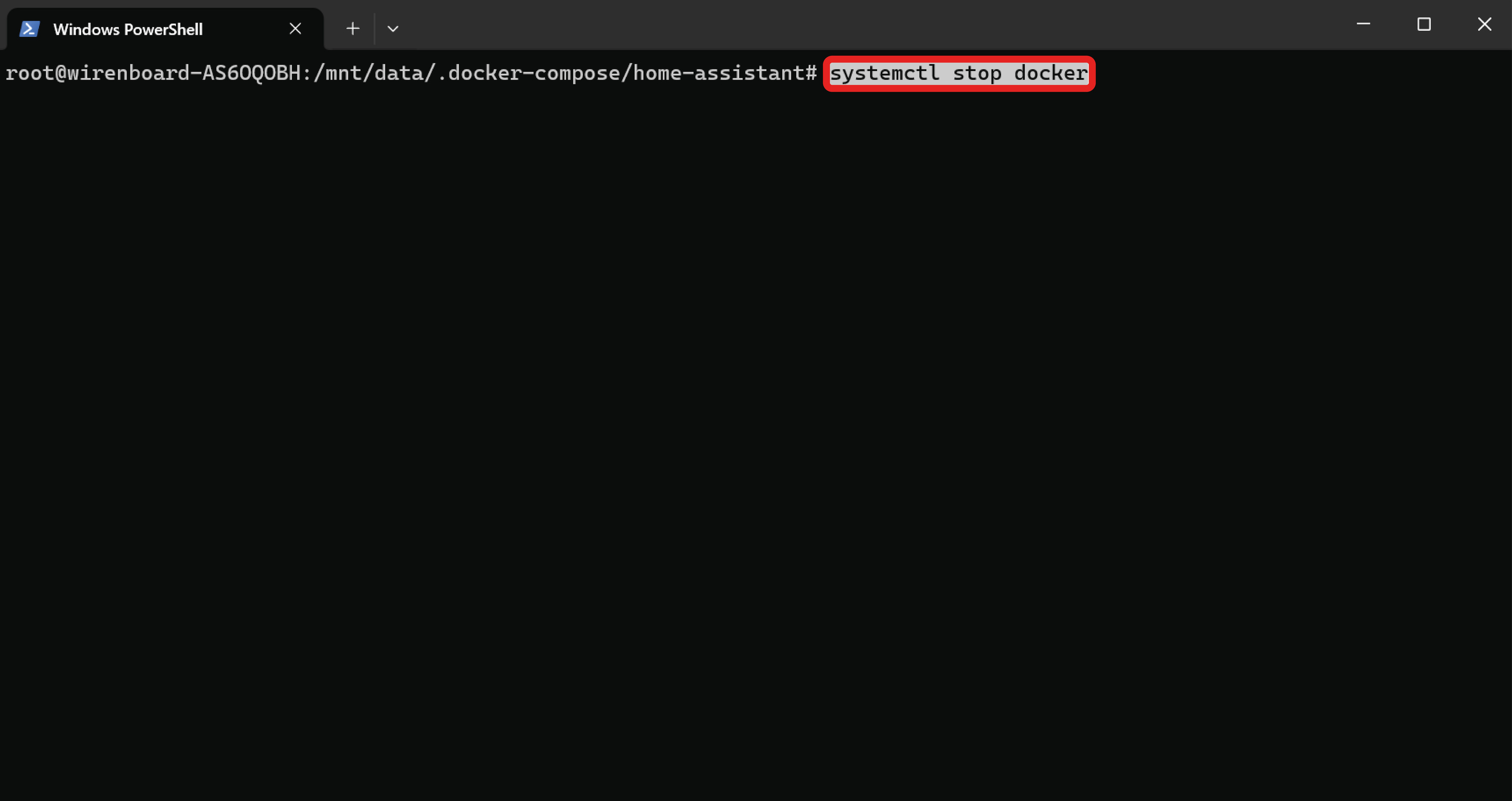Останавливаем работу Docker: