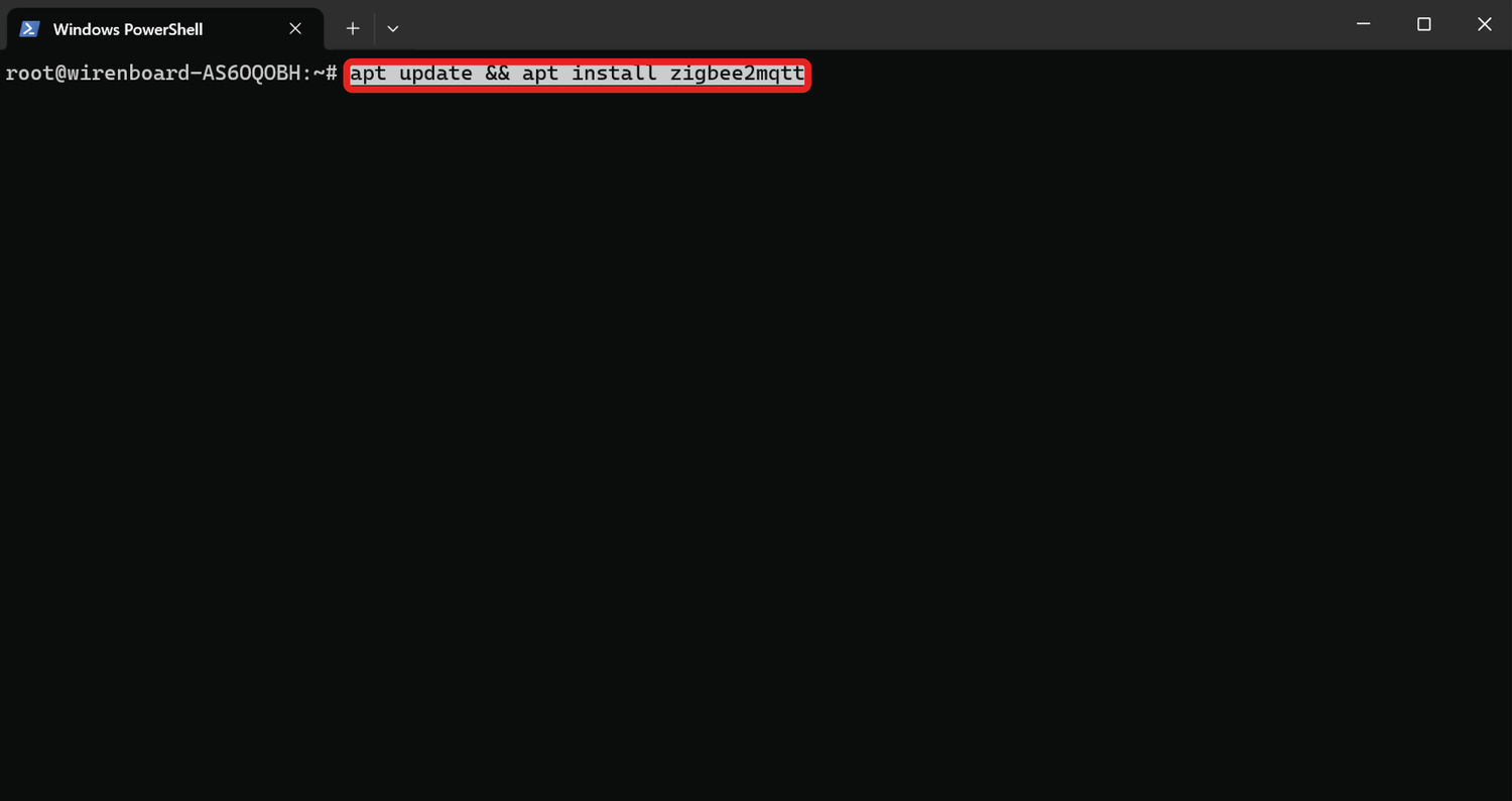 Обновляем пакеты контроллера и устанавливаем zigbee2mqtt