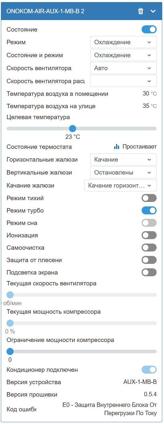 Отображение в веб интерфейсе контроллера