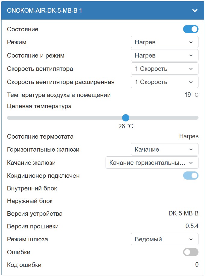 Отображение в веб интерфейсе контроллера