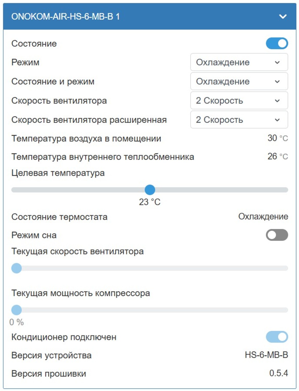 Отображение в веб интерфейсе контроллера