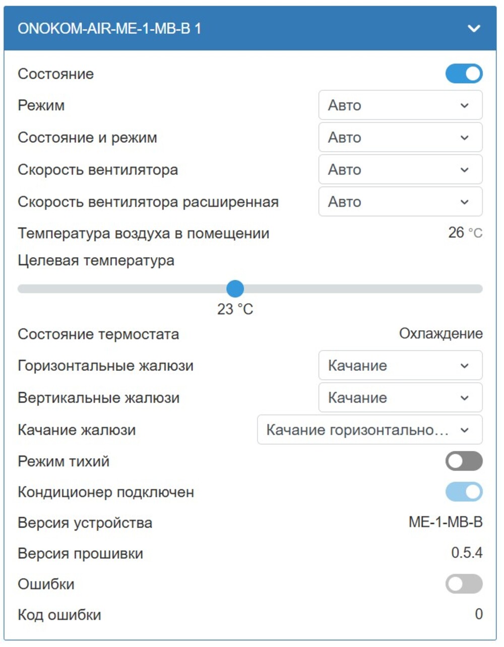 Отображение в веб интерфейсе контроллера