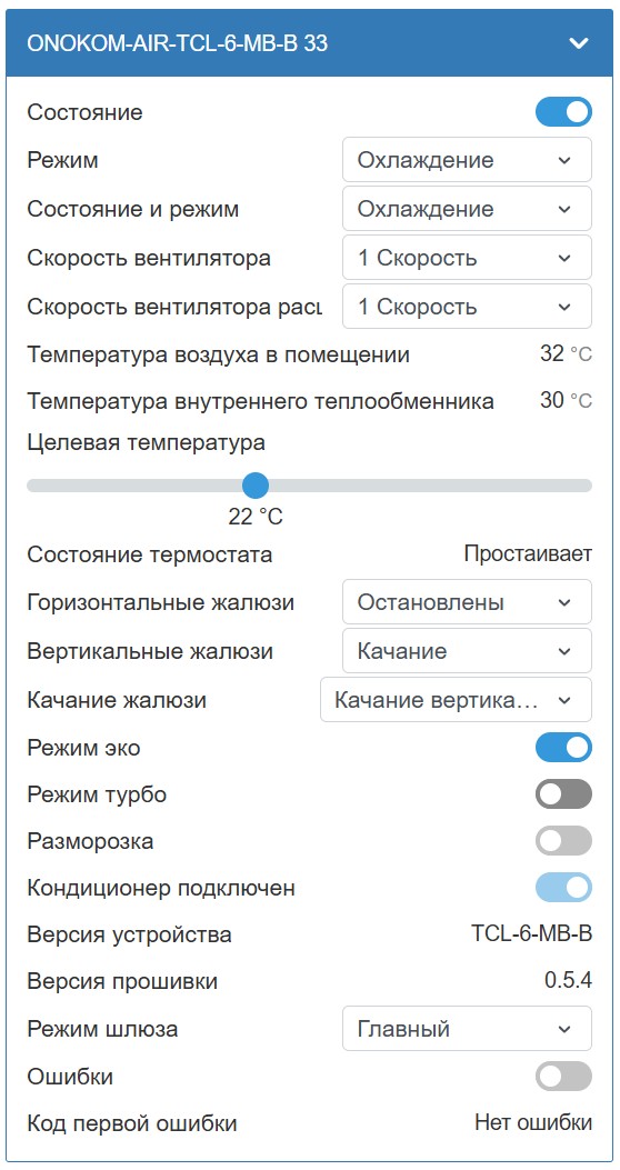 Отображение в веб интерфейсе контроллера
