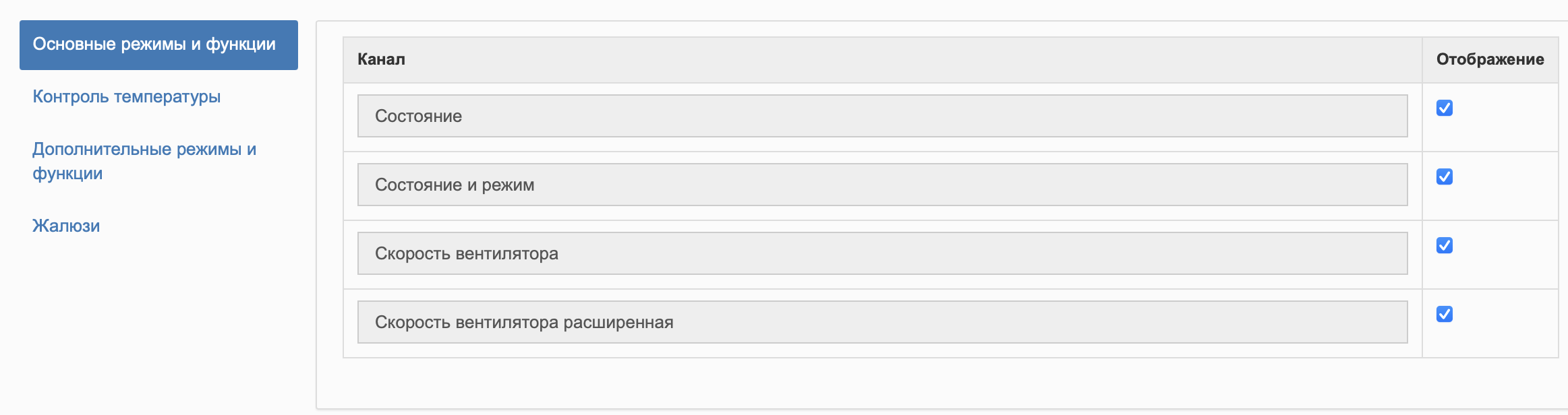 Основные режимы и функции