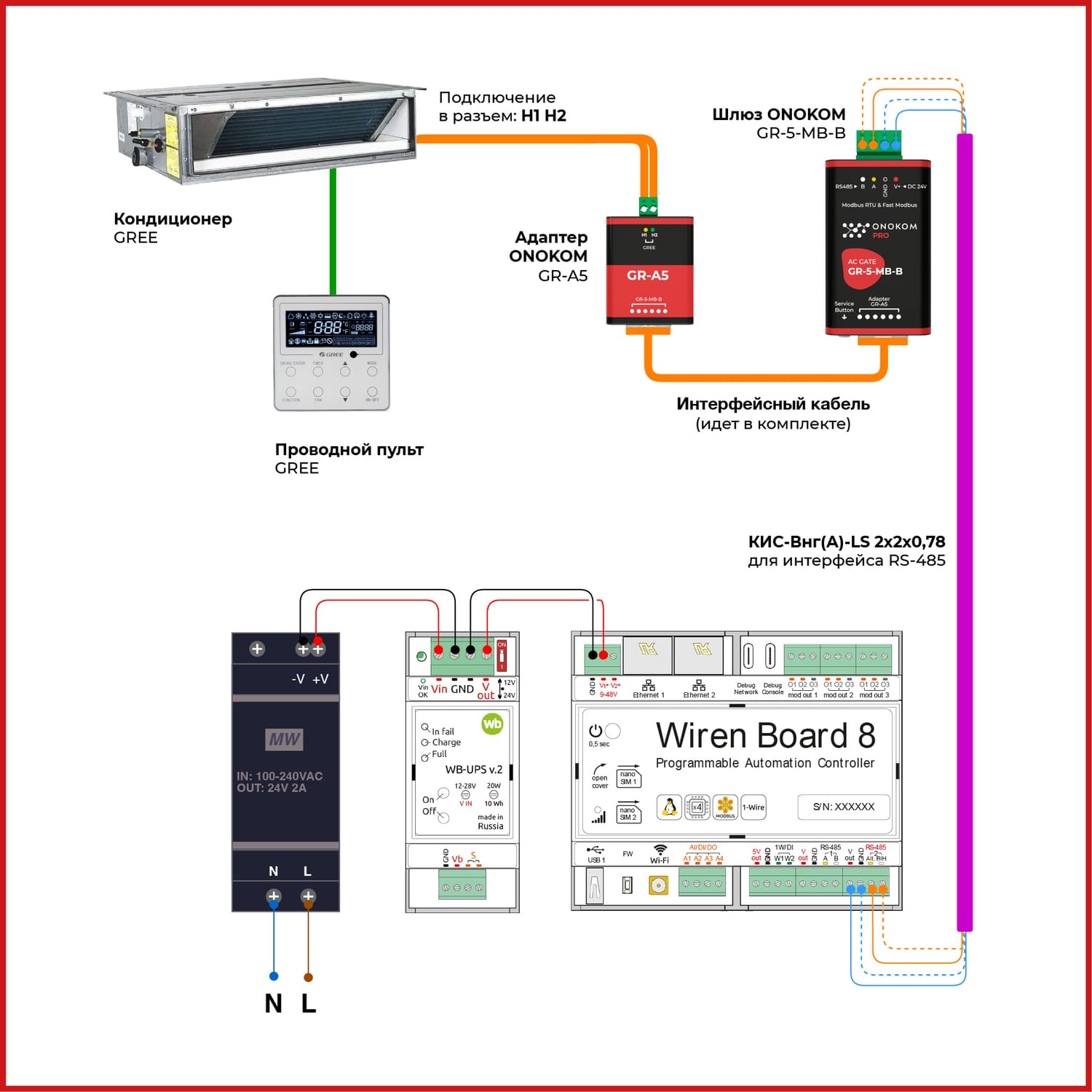 Схема подключения к контроллеру WirenBoard
