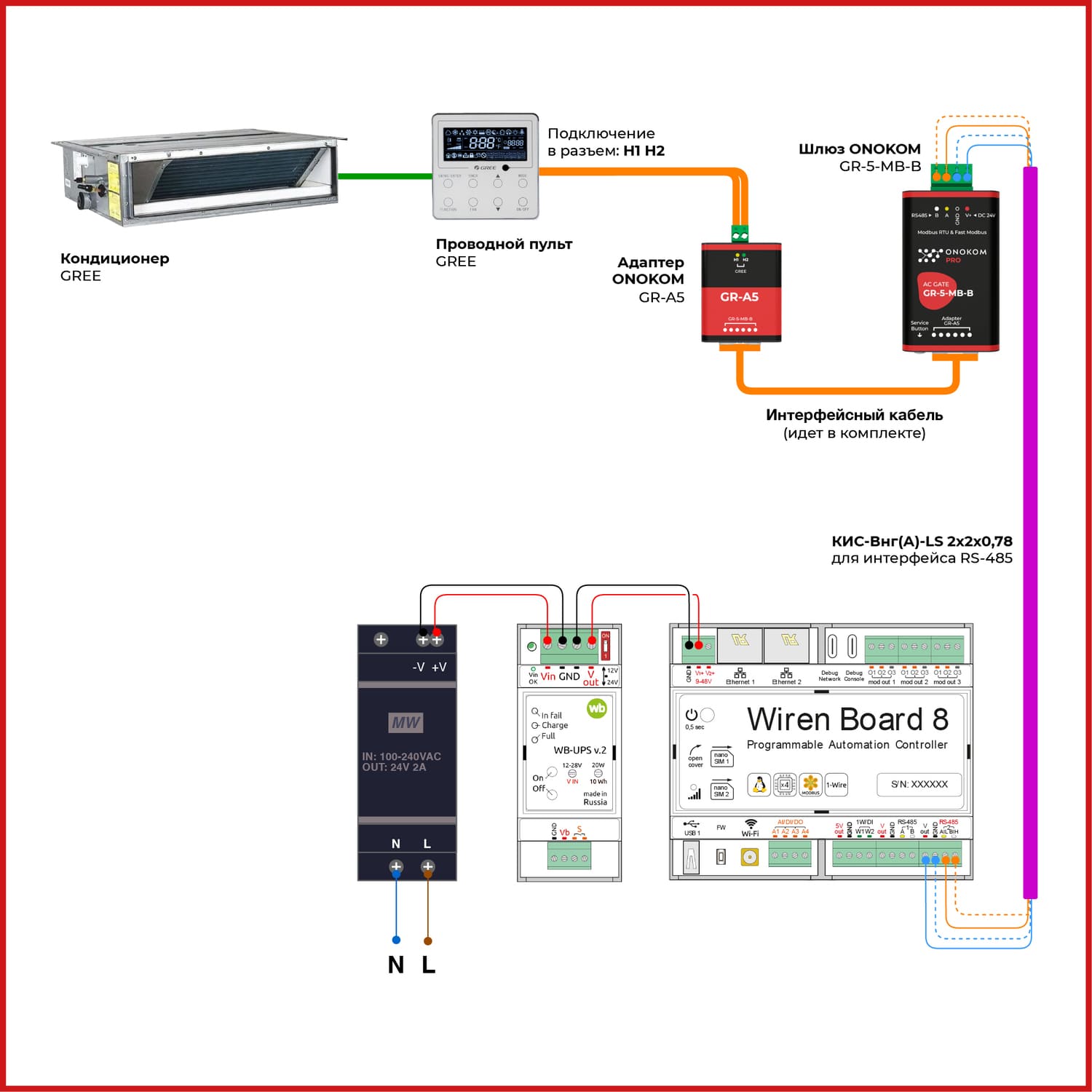 Схема подключения к контроллеру WirenBoard