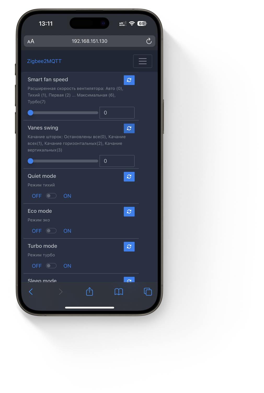 Экран с общим отображением устройств